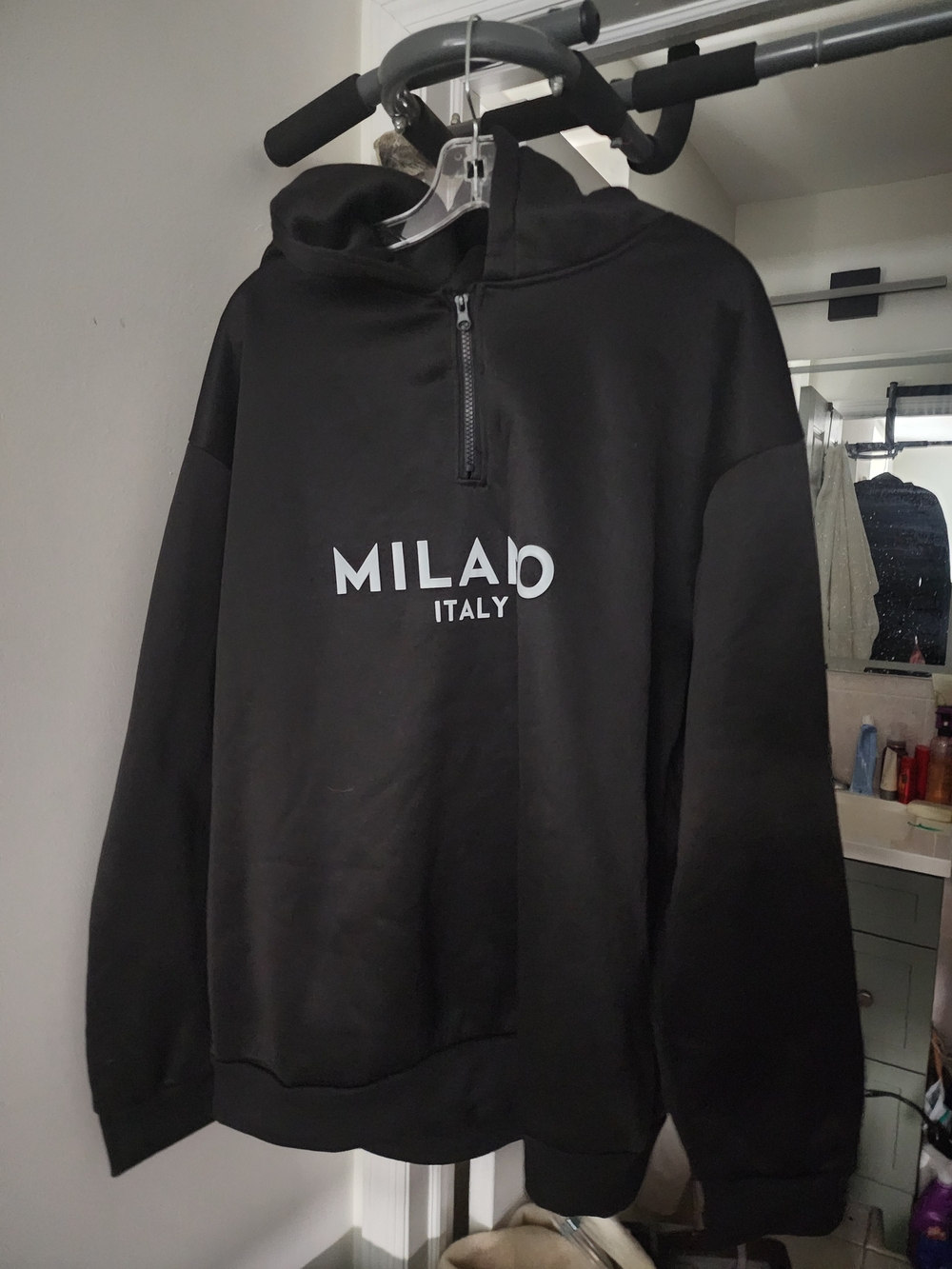 Black Half-Zip Light Hoodie Sweater.